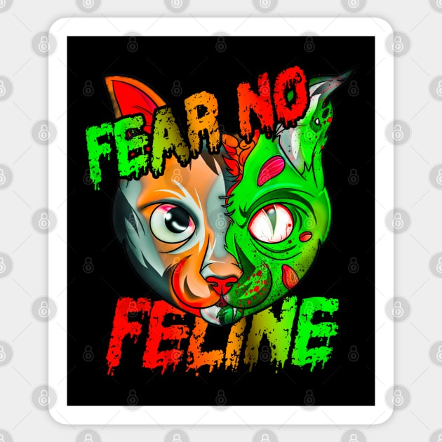 Fear No Feline Zombie Sticker by Trendy Black Sheep